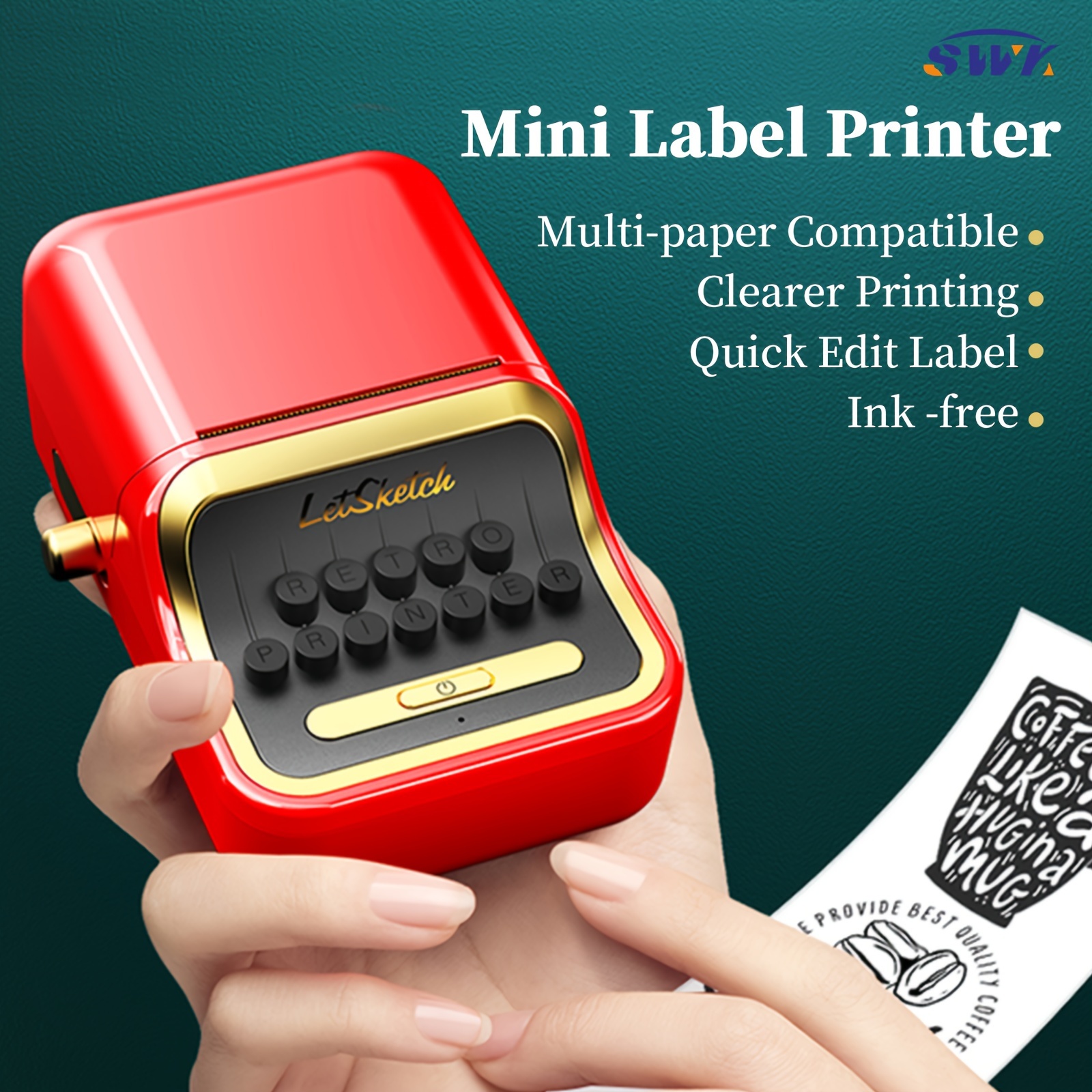 Itari Imprimante d'étiquettes M120 - imprimante d'étiquettes de Code Barres  Bluetooth Taille 20-50mm, Étiqueteuse Thermique Portable sans Encre pour