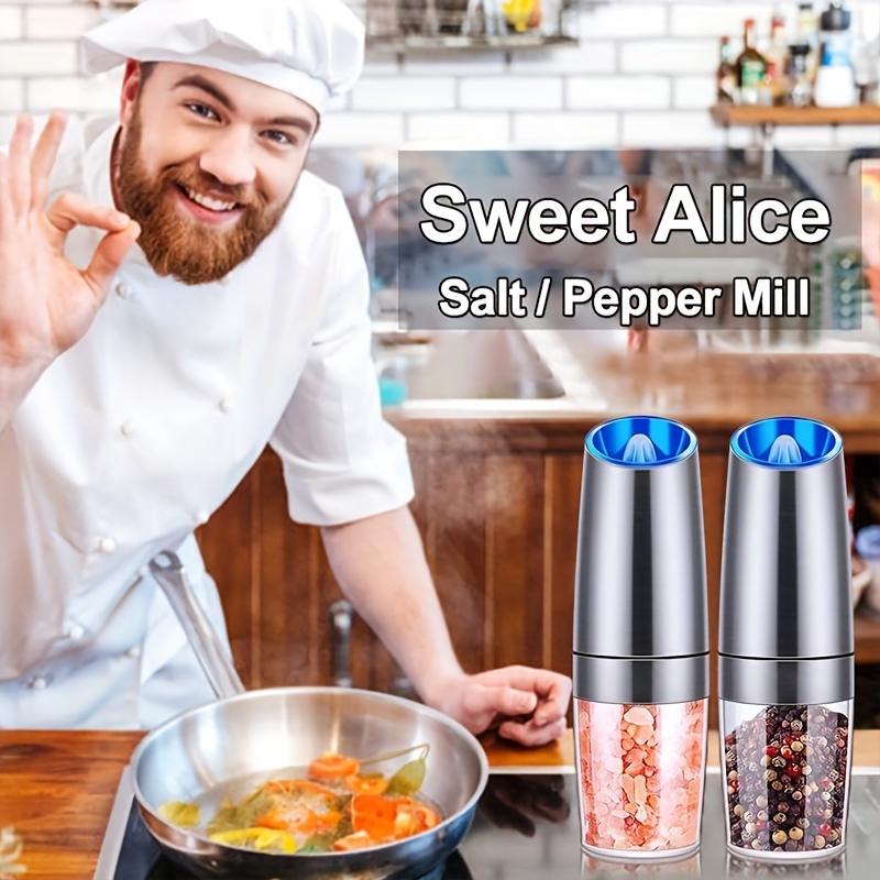 1pc White Electric Salt And Pepper Grinder - Automatic Spice Mill