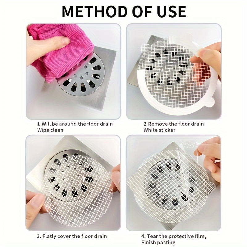 30 Pack Disposable Shower Drain Hair Catcher Mesh Stickers, Shower Drain  Mesh Sticker, Shower Drain Dog Hair Catcher Mesh Filter Sink Strainer  Stickers Hair Catcher For Bathtub Drain