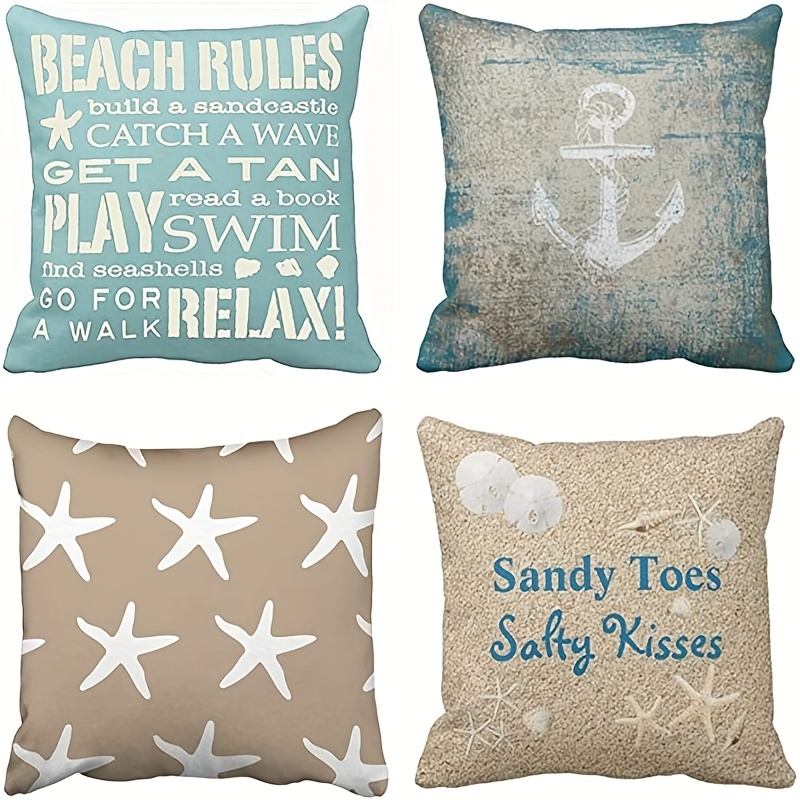 Super Soft Nautical Coastal Throw Pillow Covers Ocean Themed - Temu