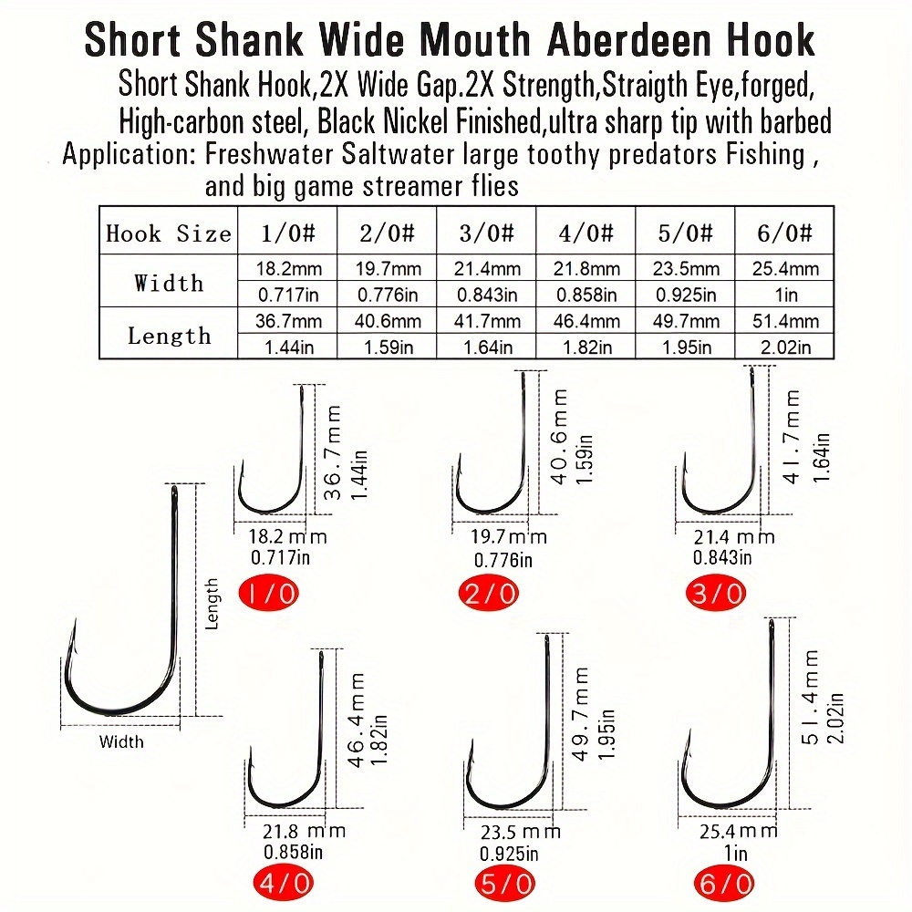 Big Game Streamer Hook Short Shank Wide Mouth Aberdeen Hook - Temu