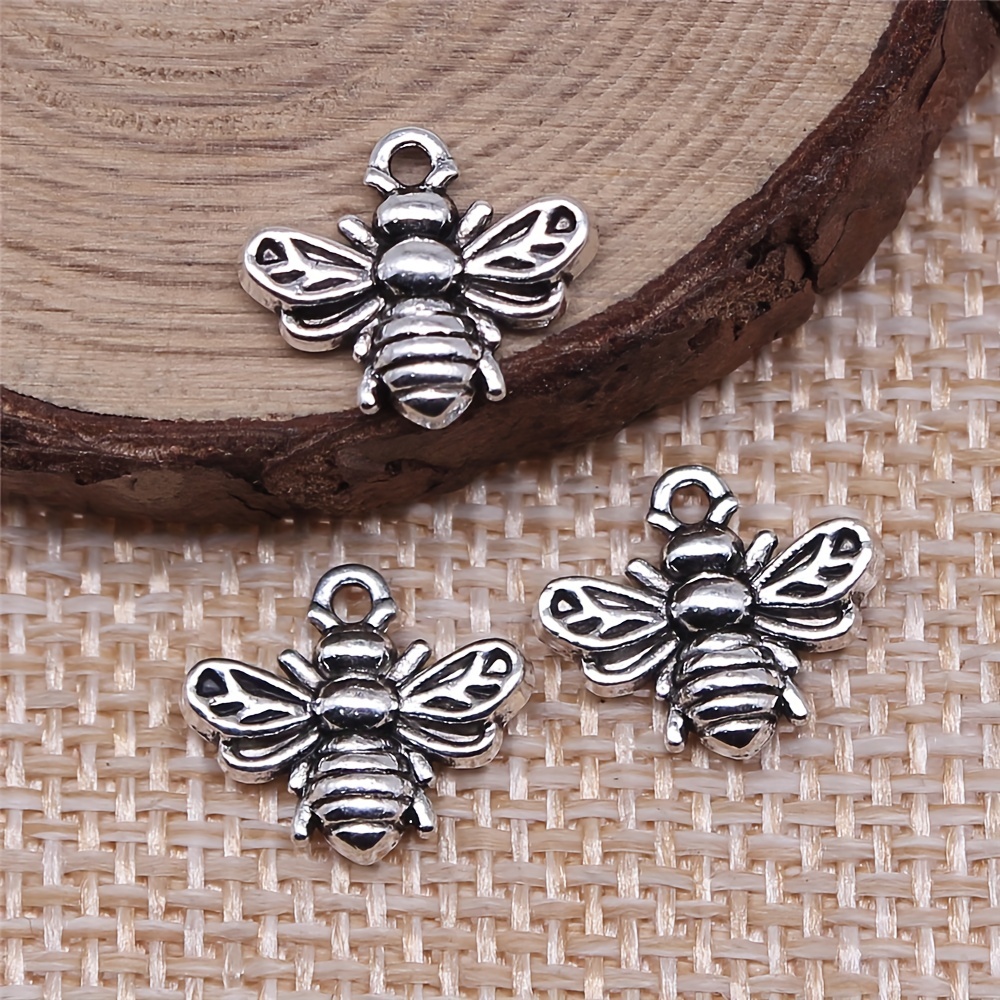 Zinc Alloy Charms Antique Silver Color Bee Pattern Charms - Temu