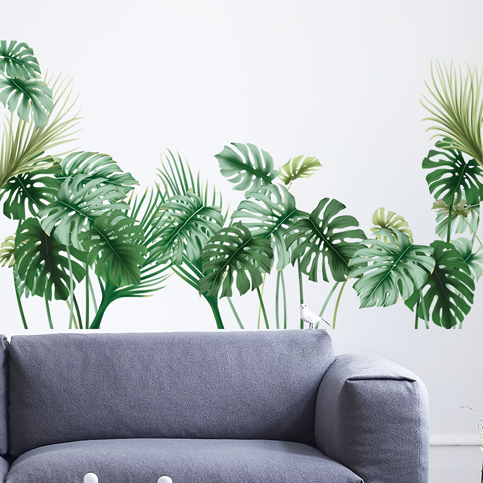 Wabjtam Leaf Wall Stickers Plantes vertes Autocollants muraux pour chambre  à coucher, Tropical Monstera Feuilles d'art mural Autocollants naturels  Palm Leaf Wall