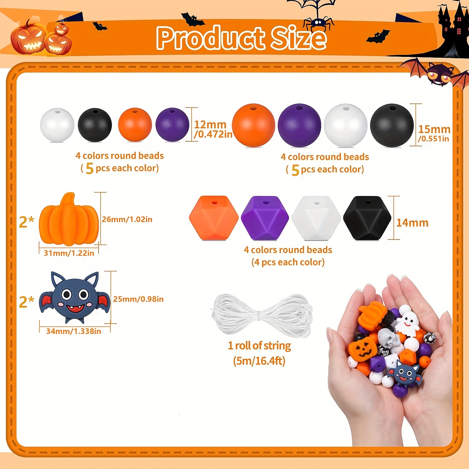 Halloween Silicone Beads Circular Silicone Beads Pumpkin - Temu