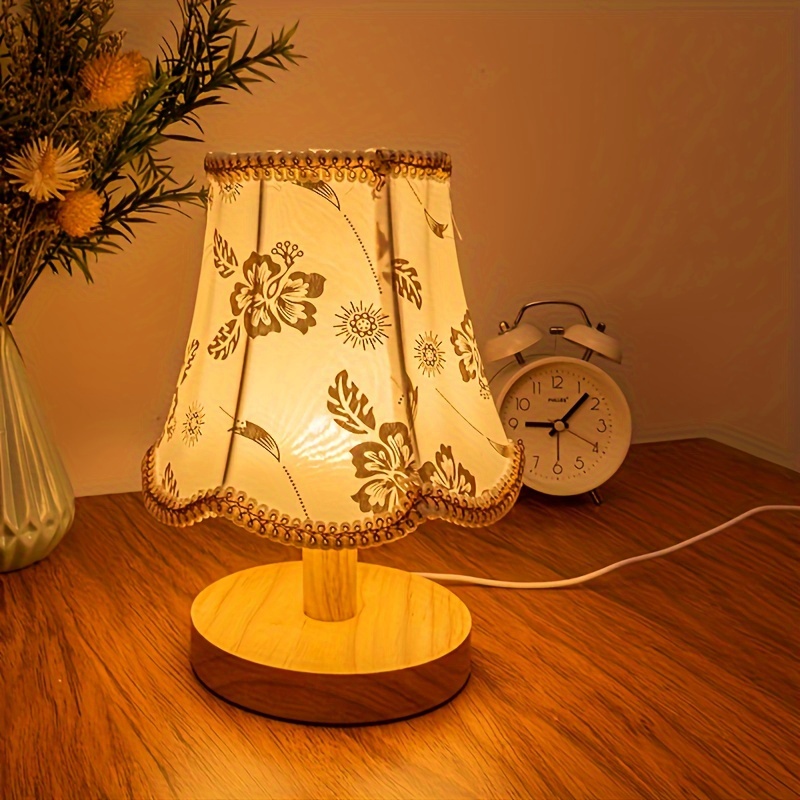 ACHUAI Petite lampe de table en bois - Lampe de chevet simple en lin - Mini  lampe de bureau - Lampe de chevet pour chambre à coucher, salon, chambre
