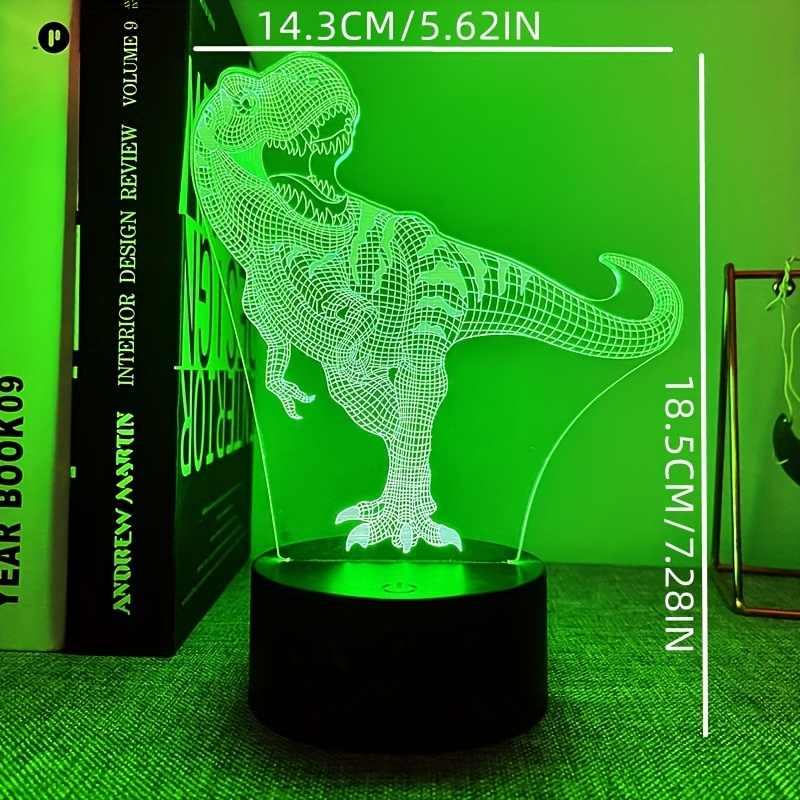 1pc 3D Tyrannosaurus Rex Night Light, Optical Visual Desk Lamp With Touch Control, RGB Ambient Light With Multiple Color Changes, Gift Light