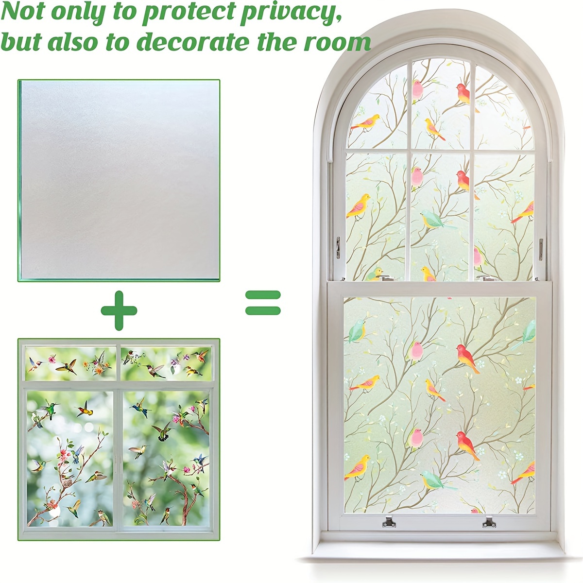 Anti Glare Shower Door Film Flamingo Animal Static Stickers for Windows for  Home Office Removable 23.6 inch by 47.2 inch