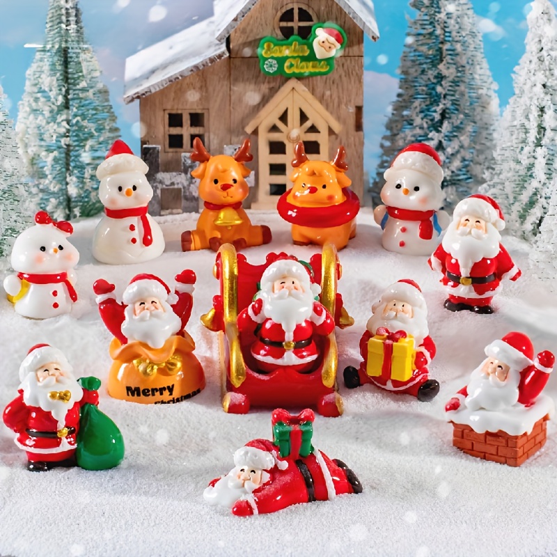 Christmas Miniature Decorations Mini Snowman Figurine Christmas Miniature  Ornaments Mini Christmas Snowmen Desktop Ornaments Resin Xmas Accessories