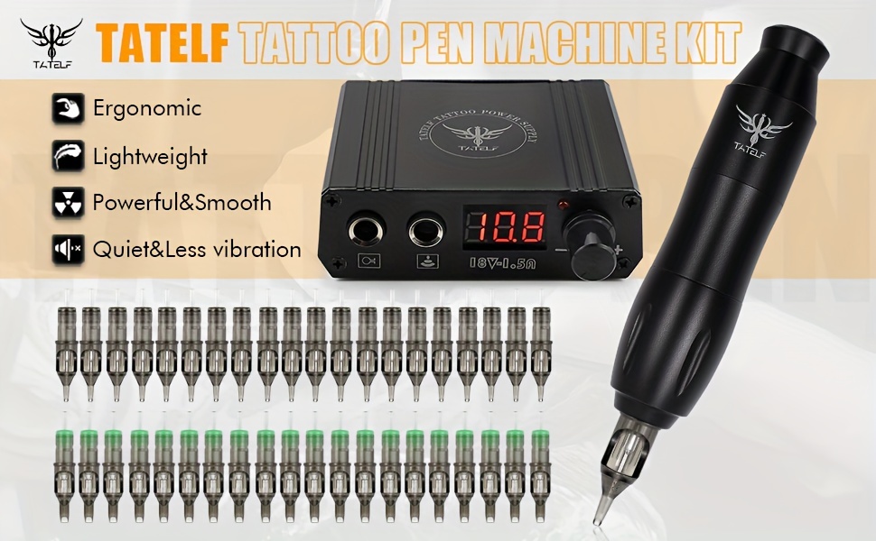 Dragonhawk Tattoo Kit Motor Pen Machine Color Inks Power Supply Cartridge  Needle