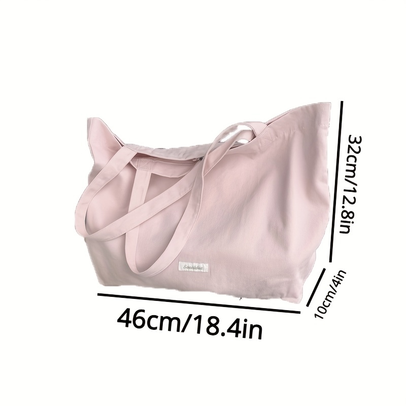 Pink Canvas Shoulder Bag Large Capacity Lightweight Storage Bag