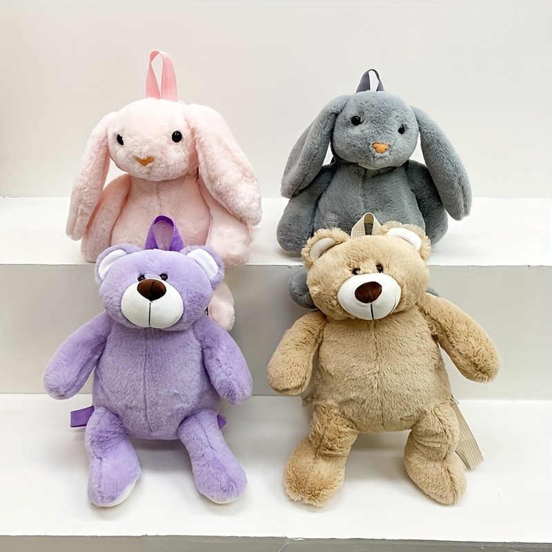 Cute Bear Rabbit Cartoon Backpack, Plush Doll Zipper Knapsack, Perfect  Daypack For Go Out To Take Photos