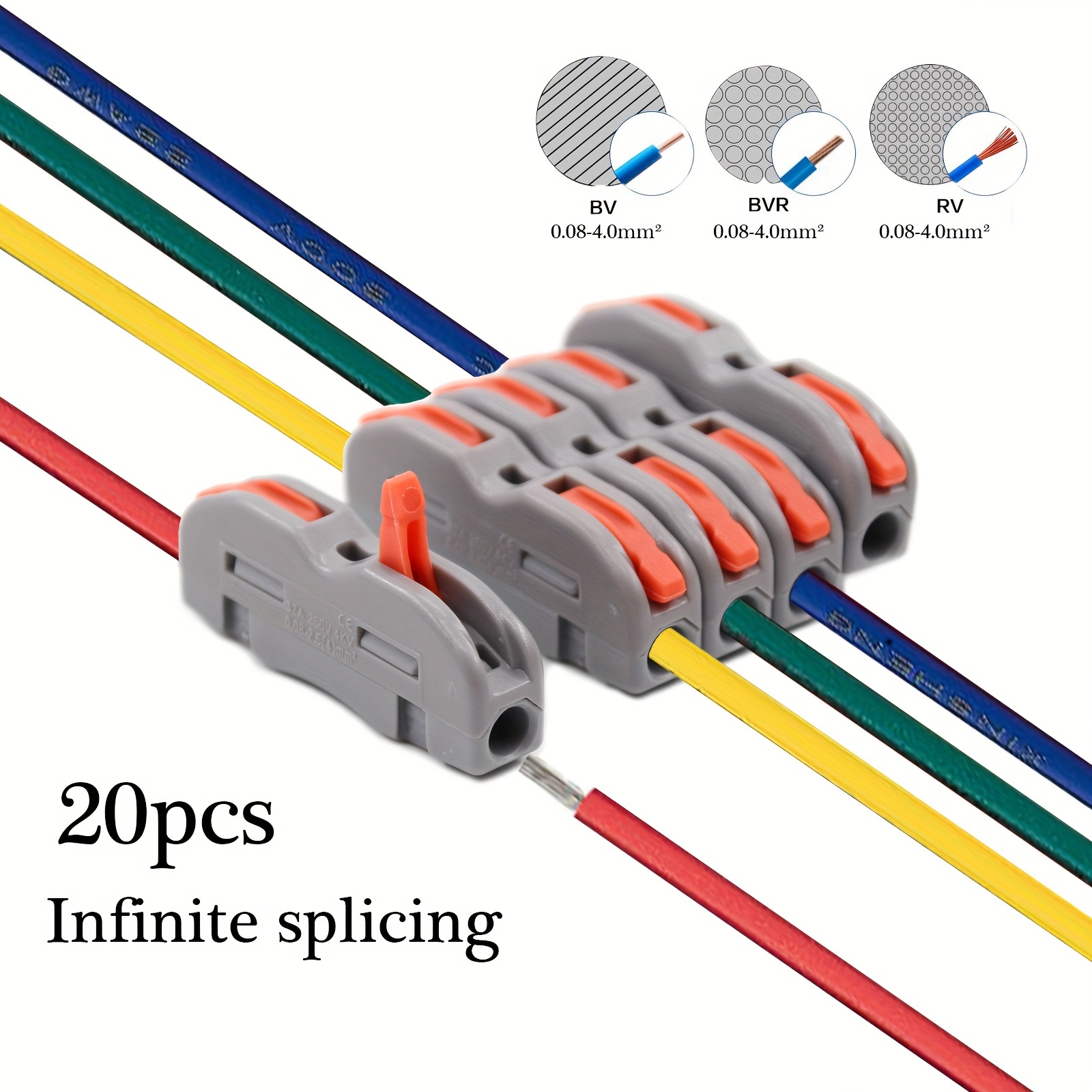 20pcs Lever Nut Wire Connector Mini Electrical Insulated Terminal Blocks  For Quick Connection Of 28 12