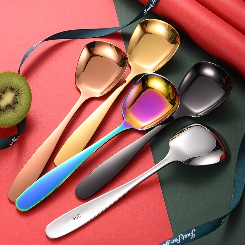 Durable Stainless Steel Square Head Spoon For Sweet And - Temu