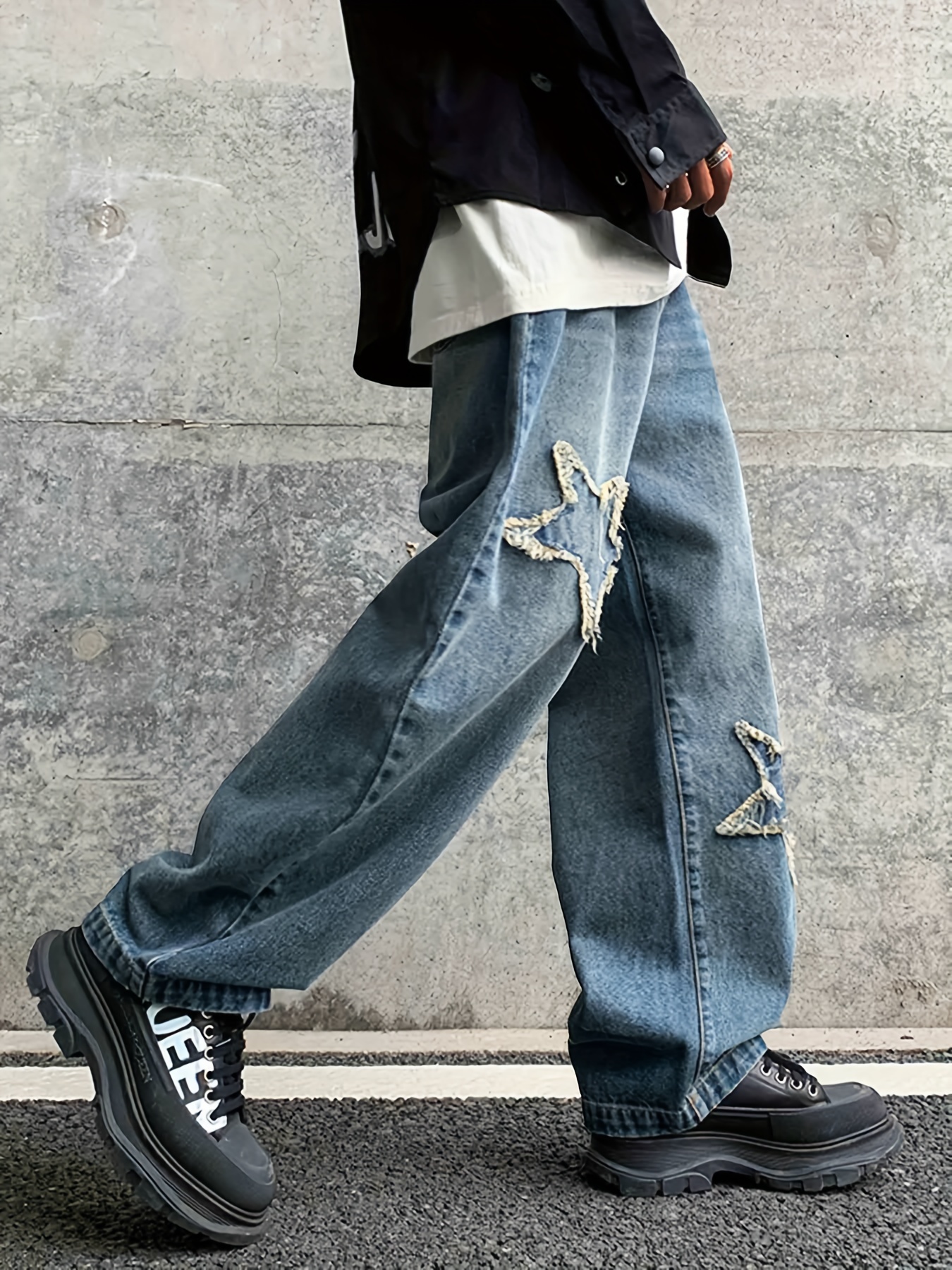 Y2k Jeans Men Baggy Vintage Graphic Denim Pants Aesthetic Hip Hop