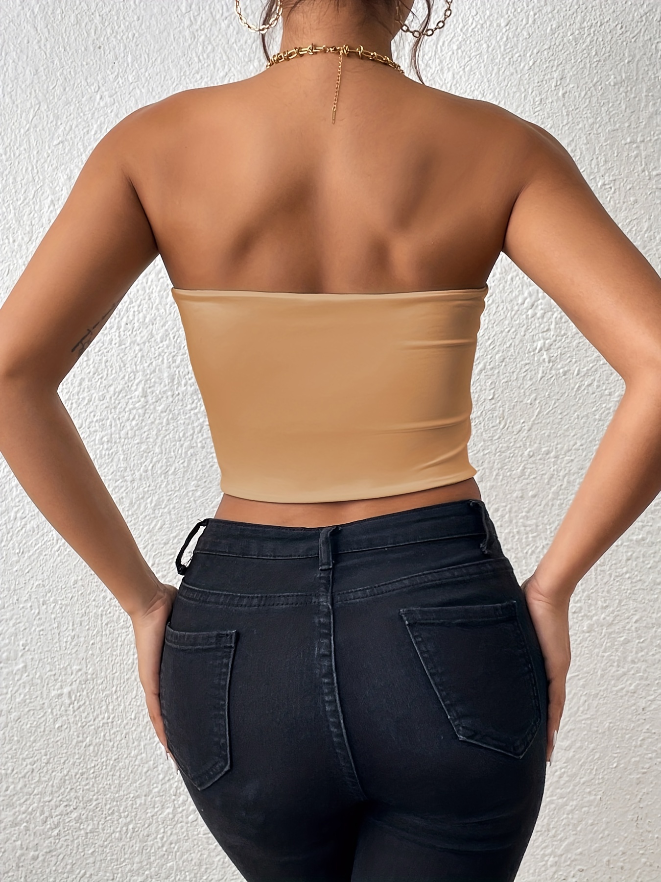 Womens Tube Tops Strapless Crop Tops Basic Backless Sleeveless Bandeau Cute  Summer Sexy Solid Tops Streetwear at  Women's Clothing store