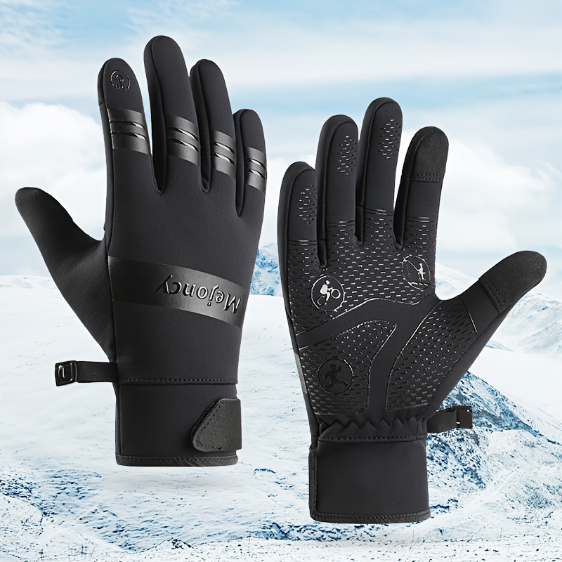 1 par de guantes de invierno de moda, guantes impermeables antideslizantes  a prueba de viento para hombres, guantes táctiles para ciclismo y