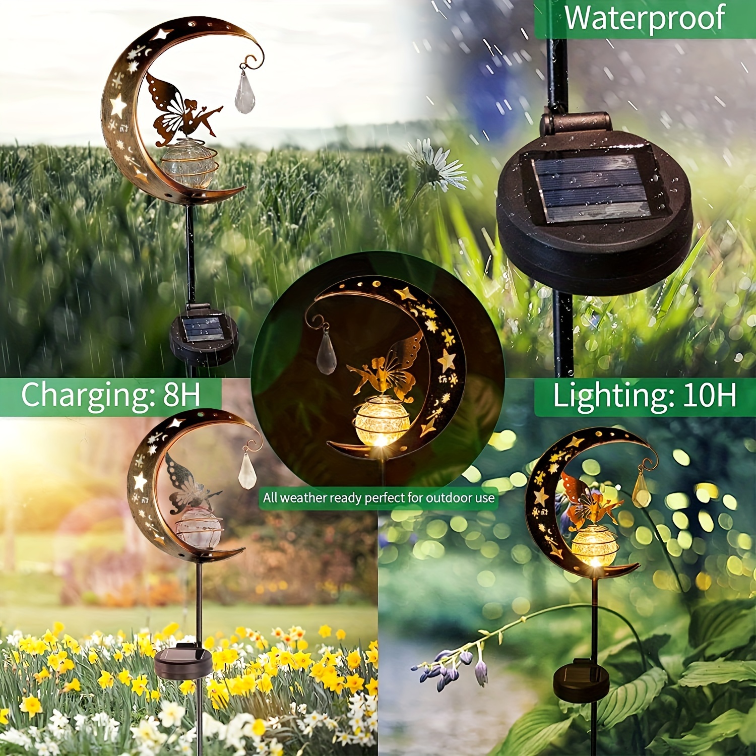 Go2garden Solar Garden Lights Outdoor Decorative Stake Lights Waterproof  with Moon Star for Patio, Pathway, Backyard, Outside Decor, Lawn Ornaments  (Copper, 6pack) - Yahoo Shopping