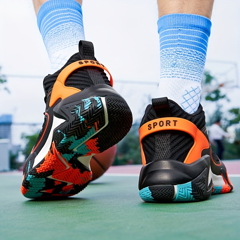 1 par de zapatos de baloncesto de malla transpirable para hombre de cuatro estaciones de ocio de gran tamaño con suela antideslizante para correr