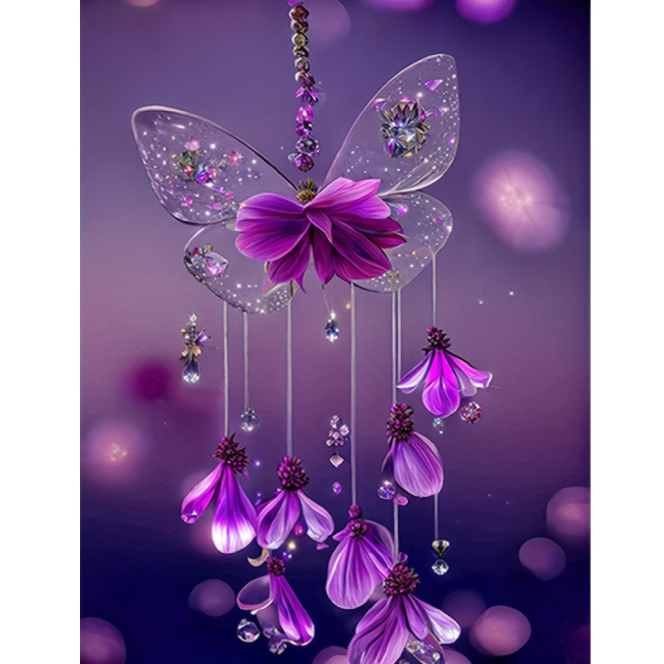 

1pc 30x40cm/11.8x15.7in 5d Diy Artificial Diamond Painting Butterfly Wind Chime Diamond Painting Living Room Bedroom Decoration