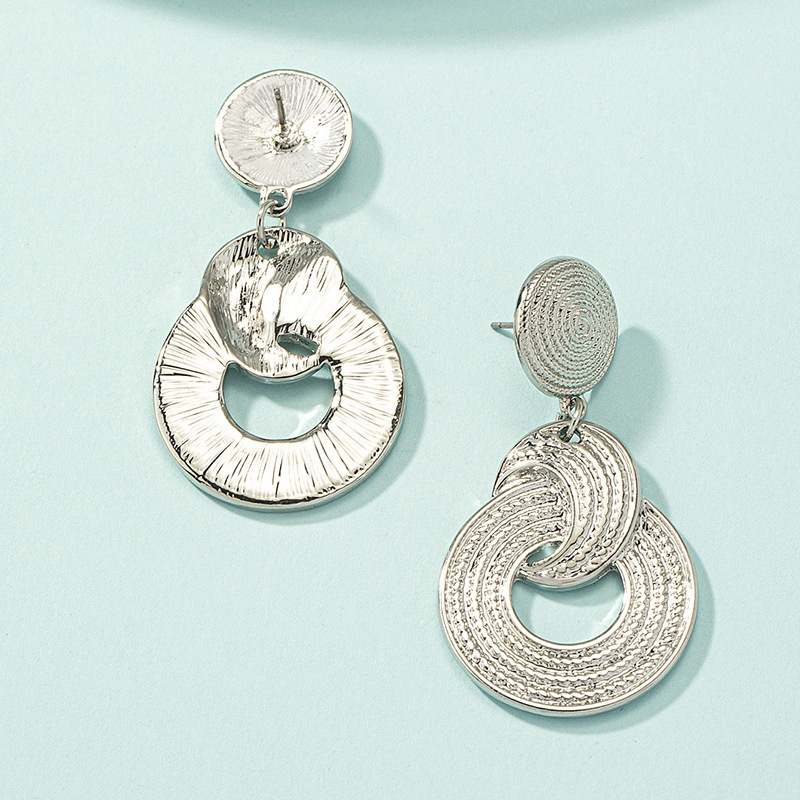 Vintage Exaggerated Circle Metal Earrings for Women