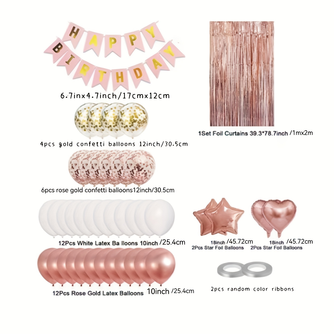 Rose Gold Birthday Party Decoration Rose Gold Party Decorations for Women  Confetti Balloons for Women Birthday Party Decorations Happy Birthday Banner