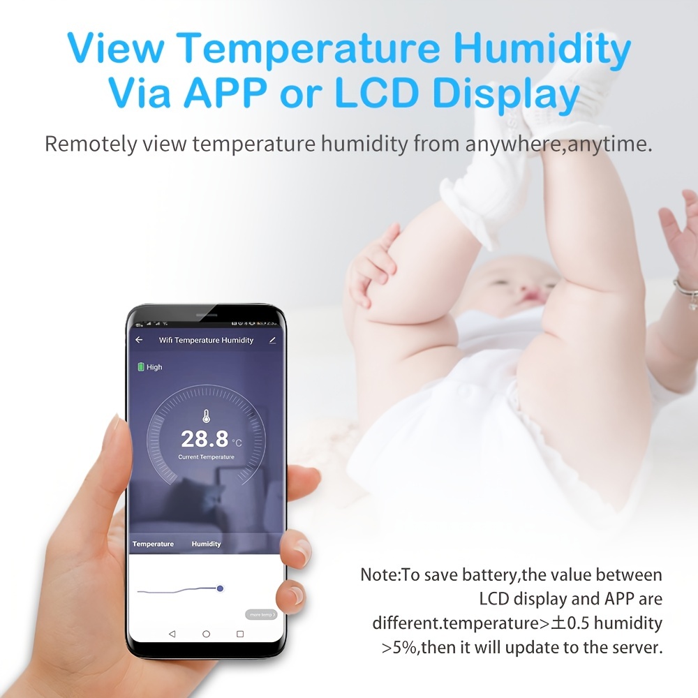 Smart WIFI Indoor Outdoor Hygrometer Thermometer Alexa Google App Control