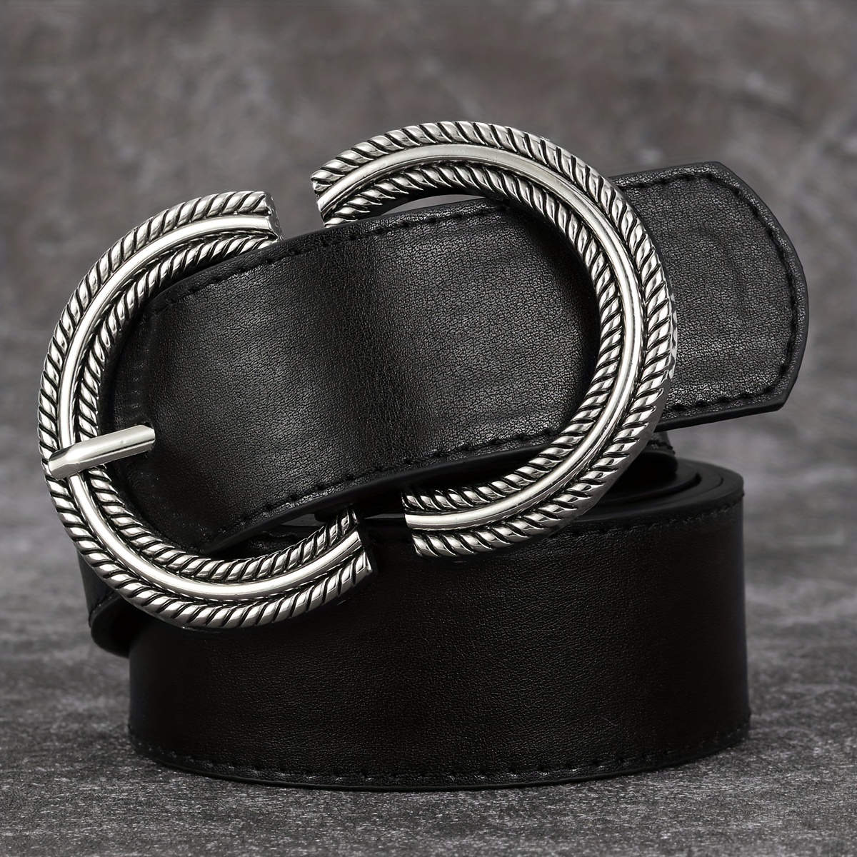 No hole Knotted Belt Vintage Pu Leather Waistband Solid - Temu