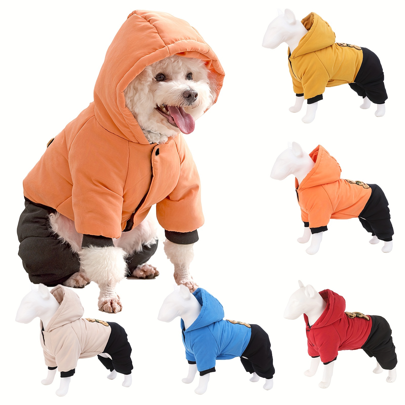 Dog Winter Warm Hooded Coat Pet Thickened Padded Clothes Dog Jacket For Cold Weather Pet Supplies Temu United