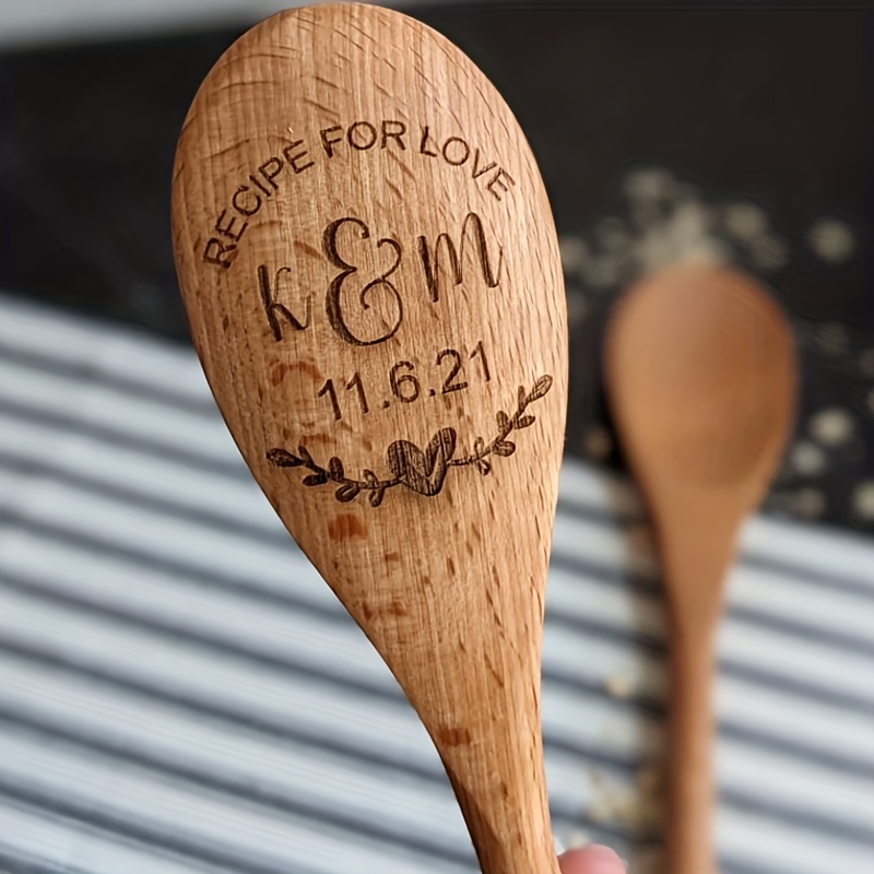 Measuring Spoons for the Wedding Couple. Engraved Wooden Spoons