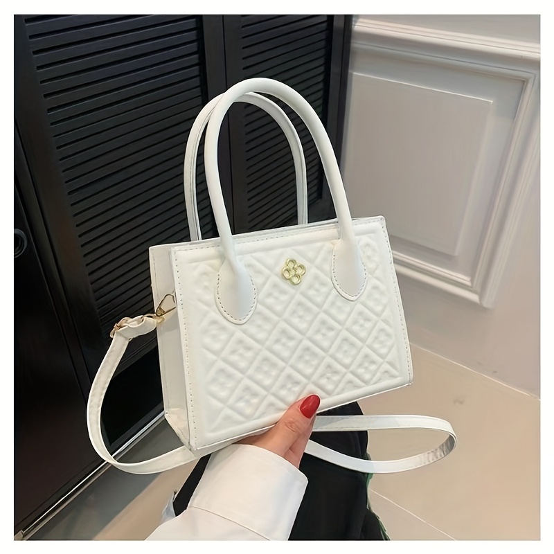 Geometric Embossed Square Satchel Bag
