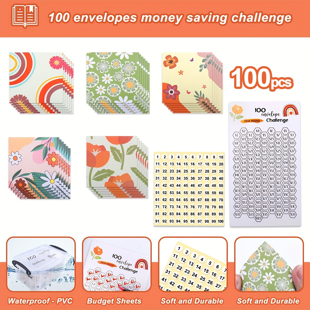 100 Envelope Savings Box, Save 5050, Acrylic Box, Low Income