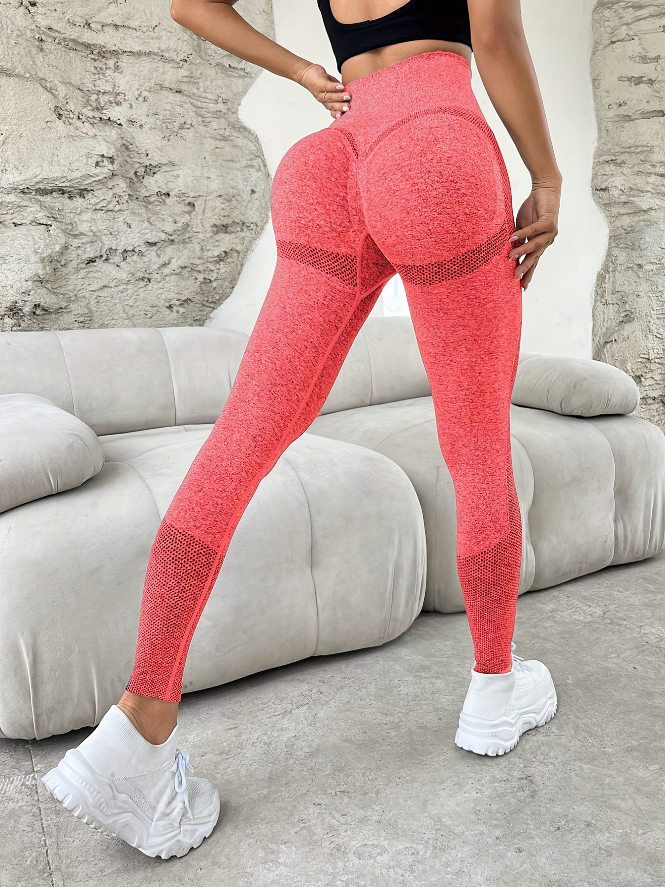 Women Bubble Butt Leggings Seamless Push Up Fitness High Waist Leggings  Women Sport Sexy Workout Legging Colors as pictures Small Red/gre