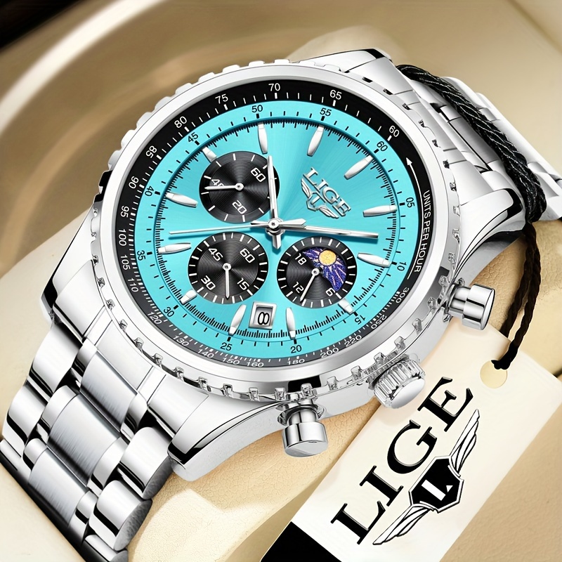 

Montre de luxe pour hommes et femmes de marque LIGE, étanche, lumineuse, avec calendrier, chronographe, montre de sport, montre-bracelet, reloj Hombre, montre à date