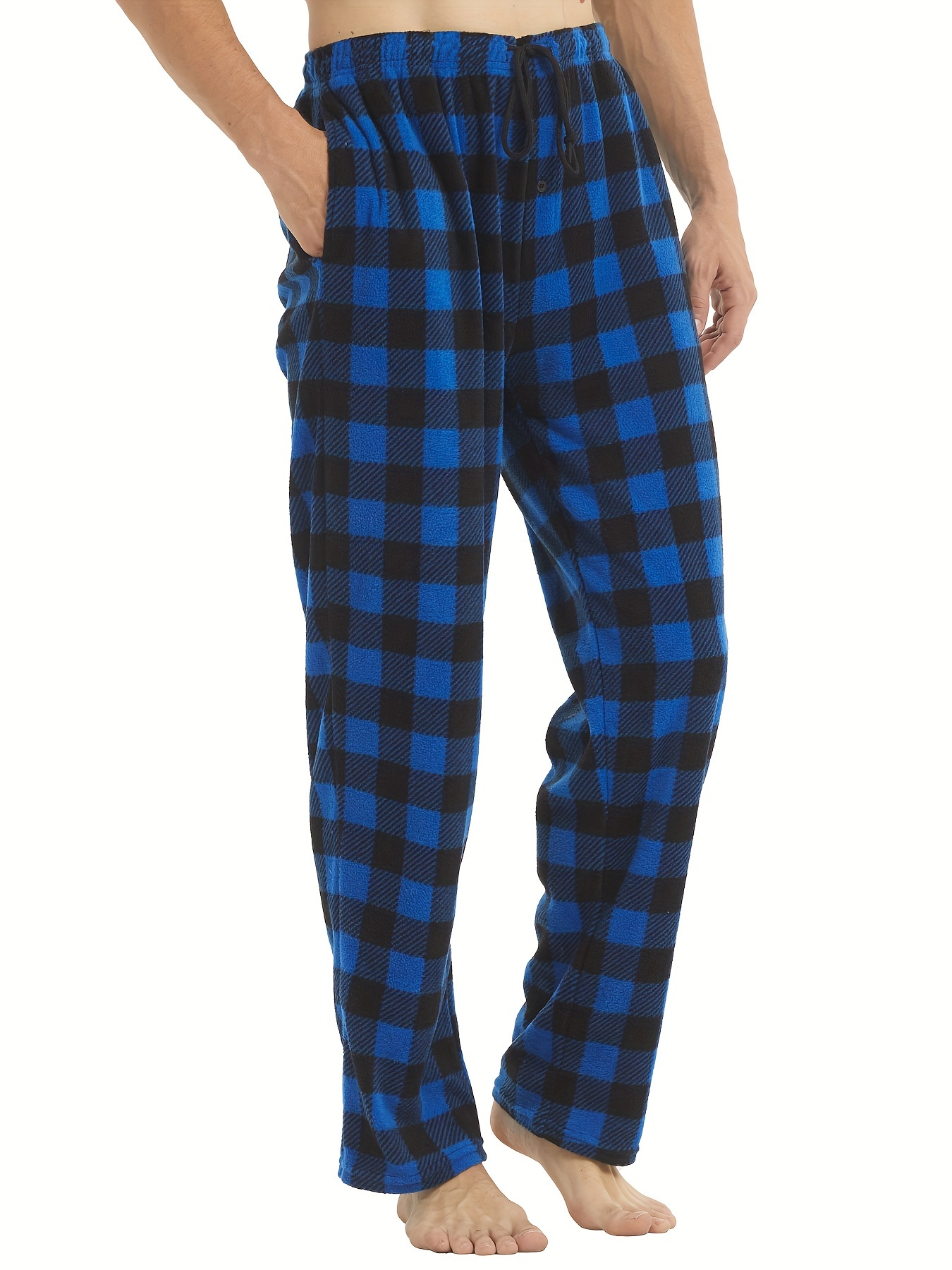 pijama-hombre felpa pantalon cuadro-grande. Interior suave
