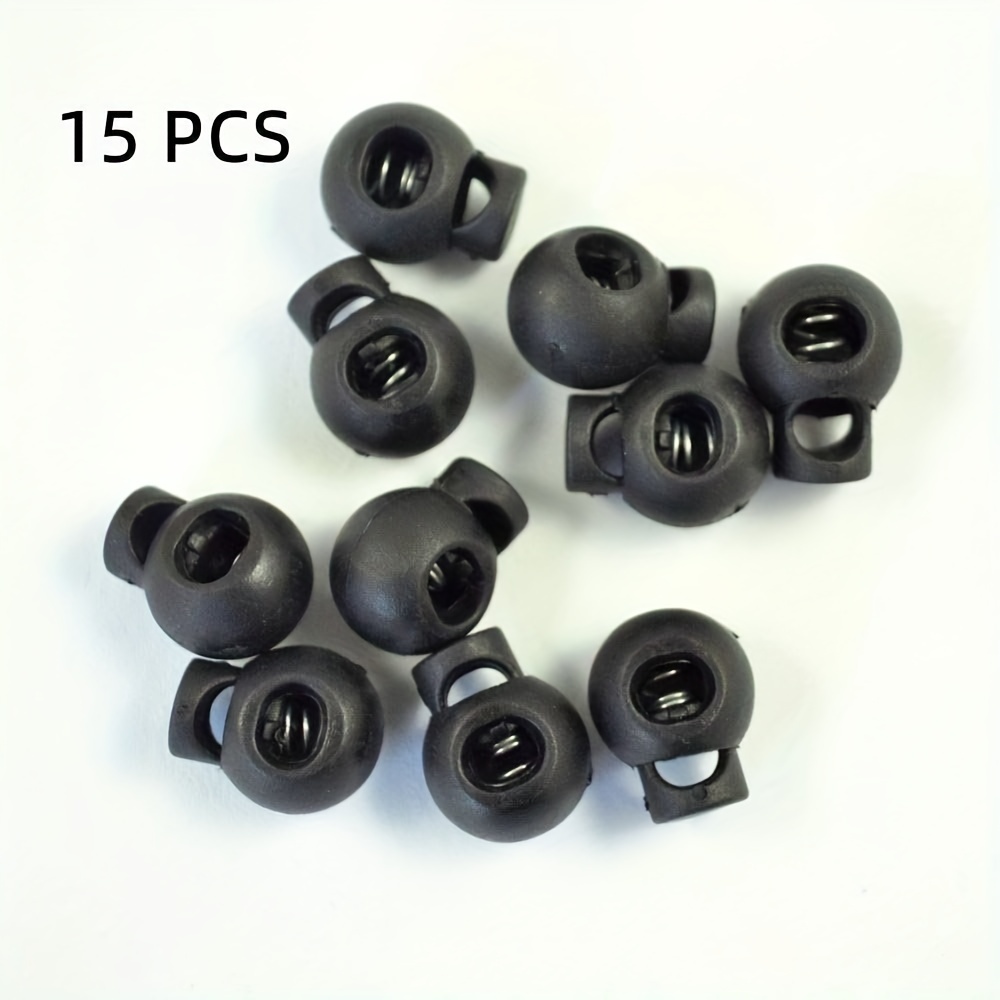  Shapenty Plastic Toggle Single Hole Spring Loaded Elastic  Drawstring Rope Cord Locks Clip Ends Round Ball Shape Luggage Lanyard  Stopper Sliding Fastener Buttons, Black, 25PCS : Arts, Crafts & Sewing