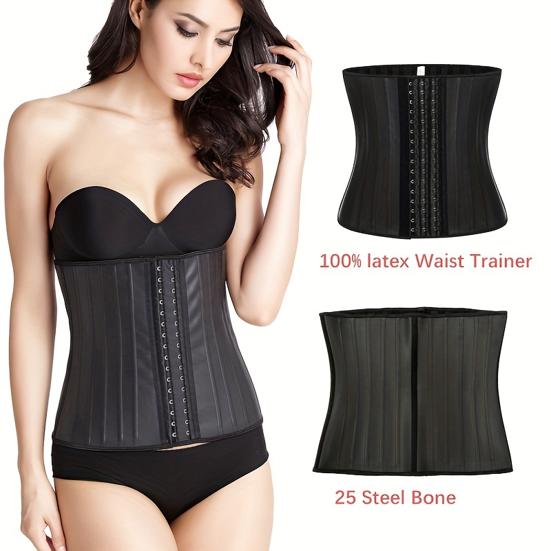 Steel Boned Latex Waist Trainer For Women Slimming Corset - Temu