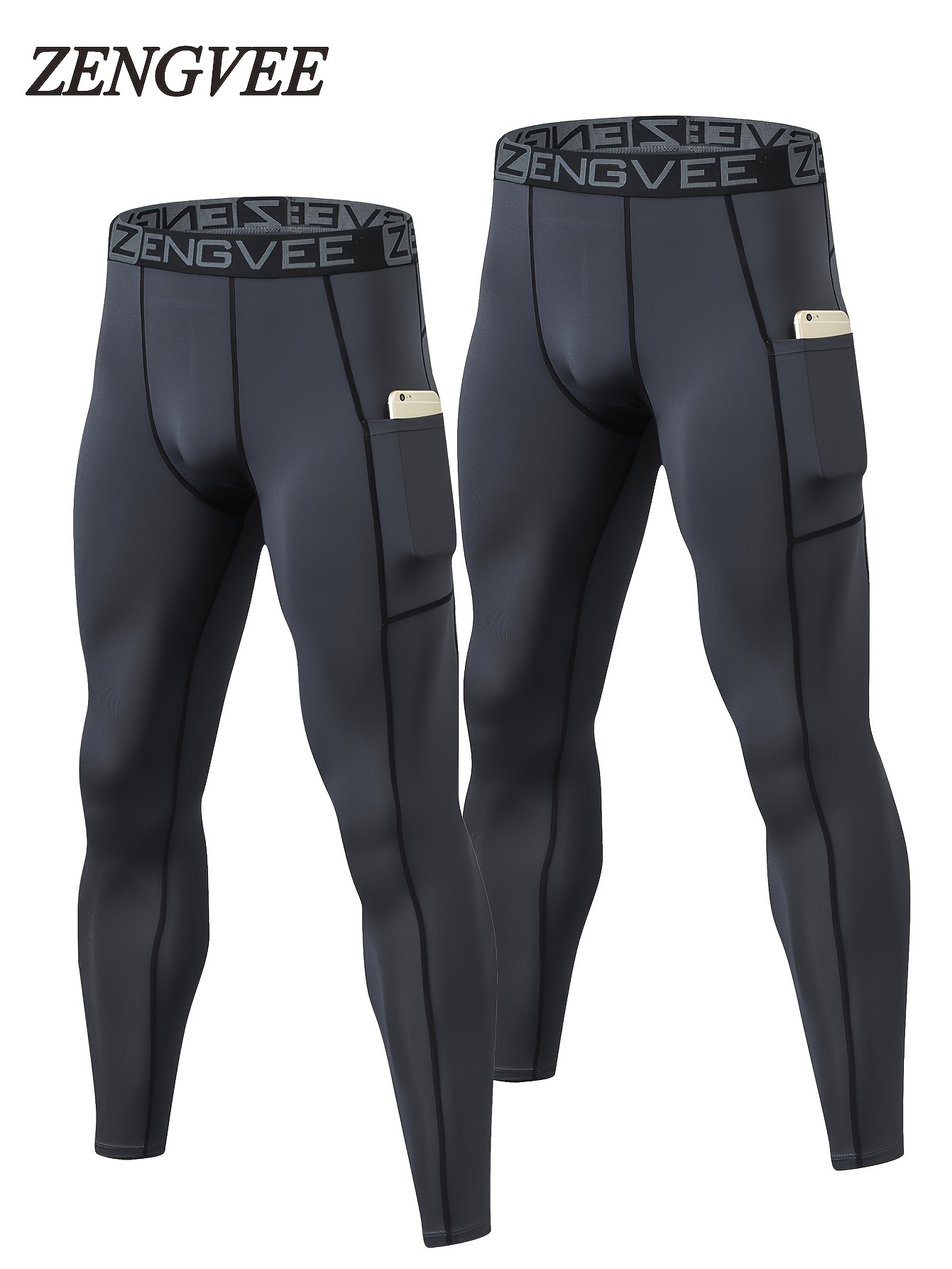 Men's Stretch Tight Long Compression Pants Activewear Letter