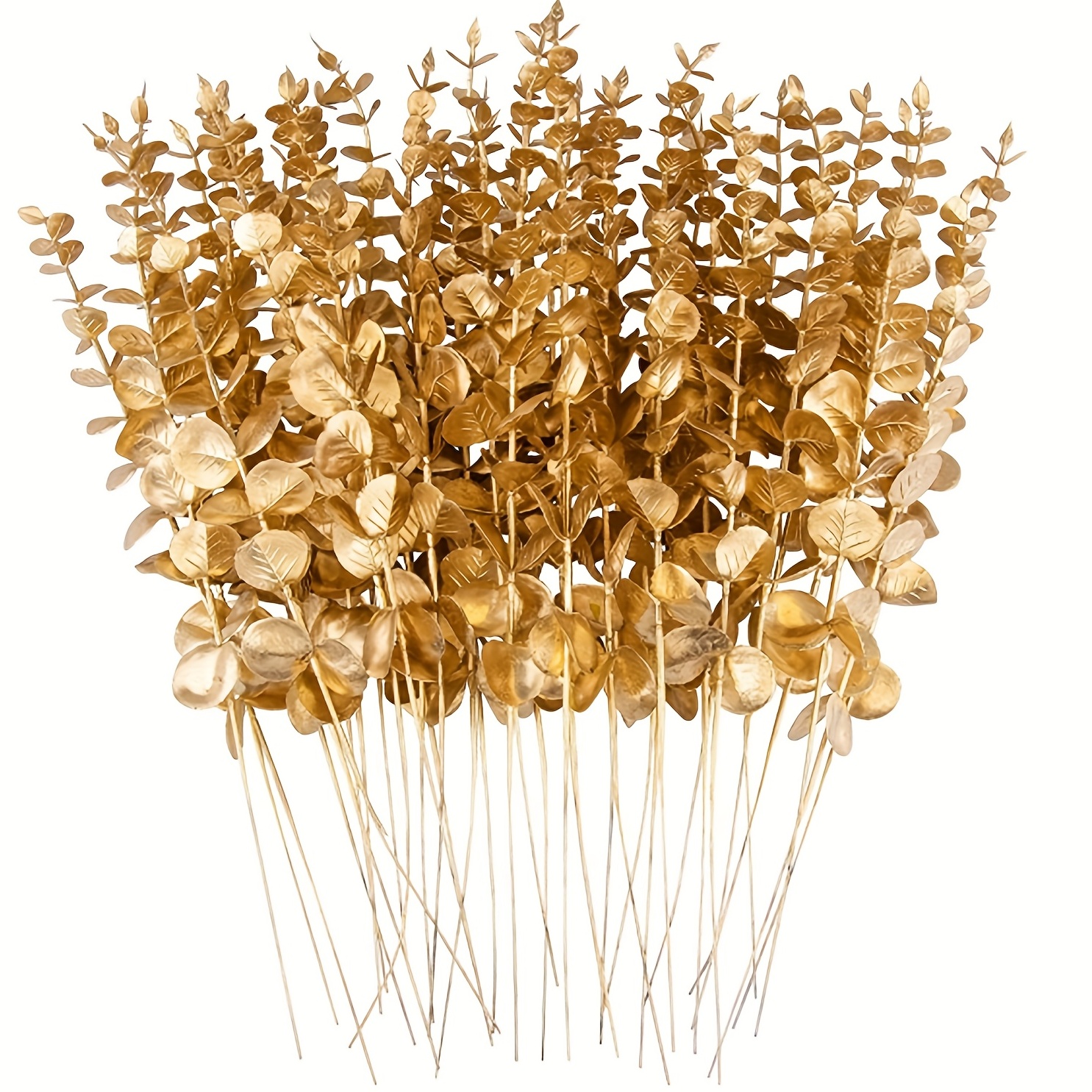 Gold Leaves Decorations for Christmas Artificial Golden Plants Fake Leaf -  17 Inch 5 Pack, Faux Foliage Simulation Flowers Grass Xmas Decor Plant