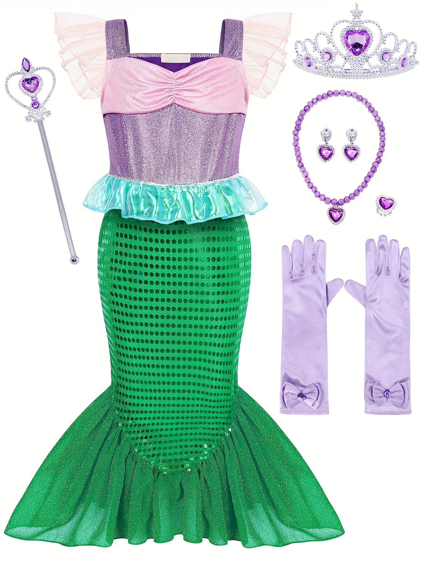 Disfraz Sirena Accesorios Halloween Niñas Fiesta de Disfraces