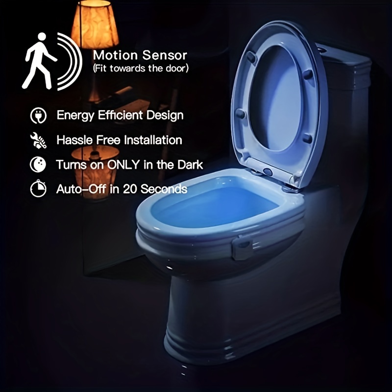 Motion Sensor Toilet Seat Lighting 8 Colors Backlight Toilet Bowl Automatic  Night Lamp 3*AAA Seat Sensor Light LED Toilet Lamp