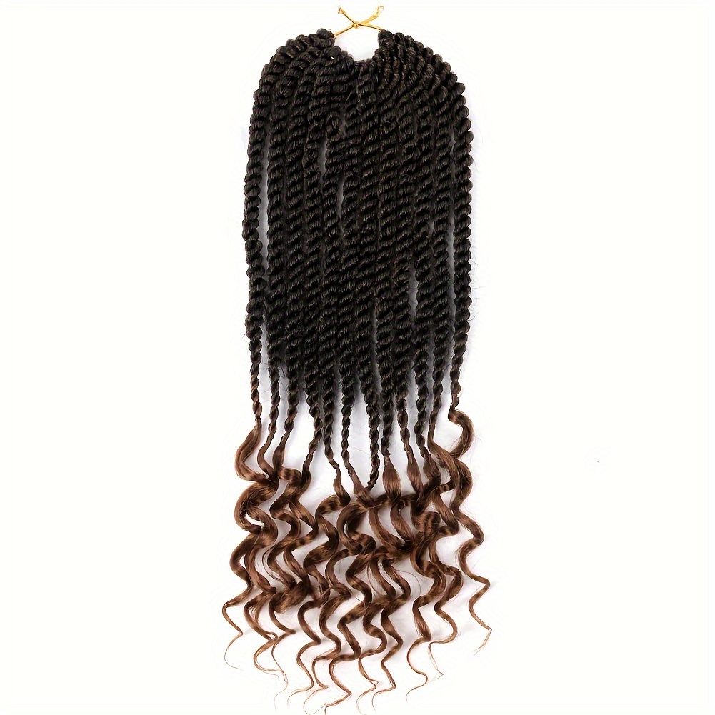 Senegalese Twist Crochet Hair Wave Box Braid With Curly End Synthetic  Extension