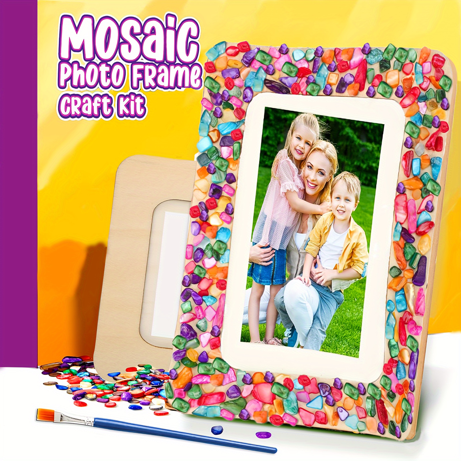 Diy Picture Frame Craft Kit For Kids Mosaic Crafts For Girls - Temu