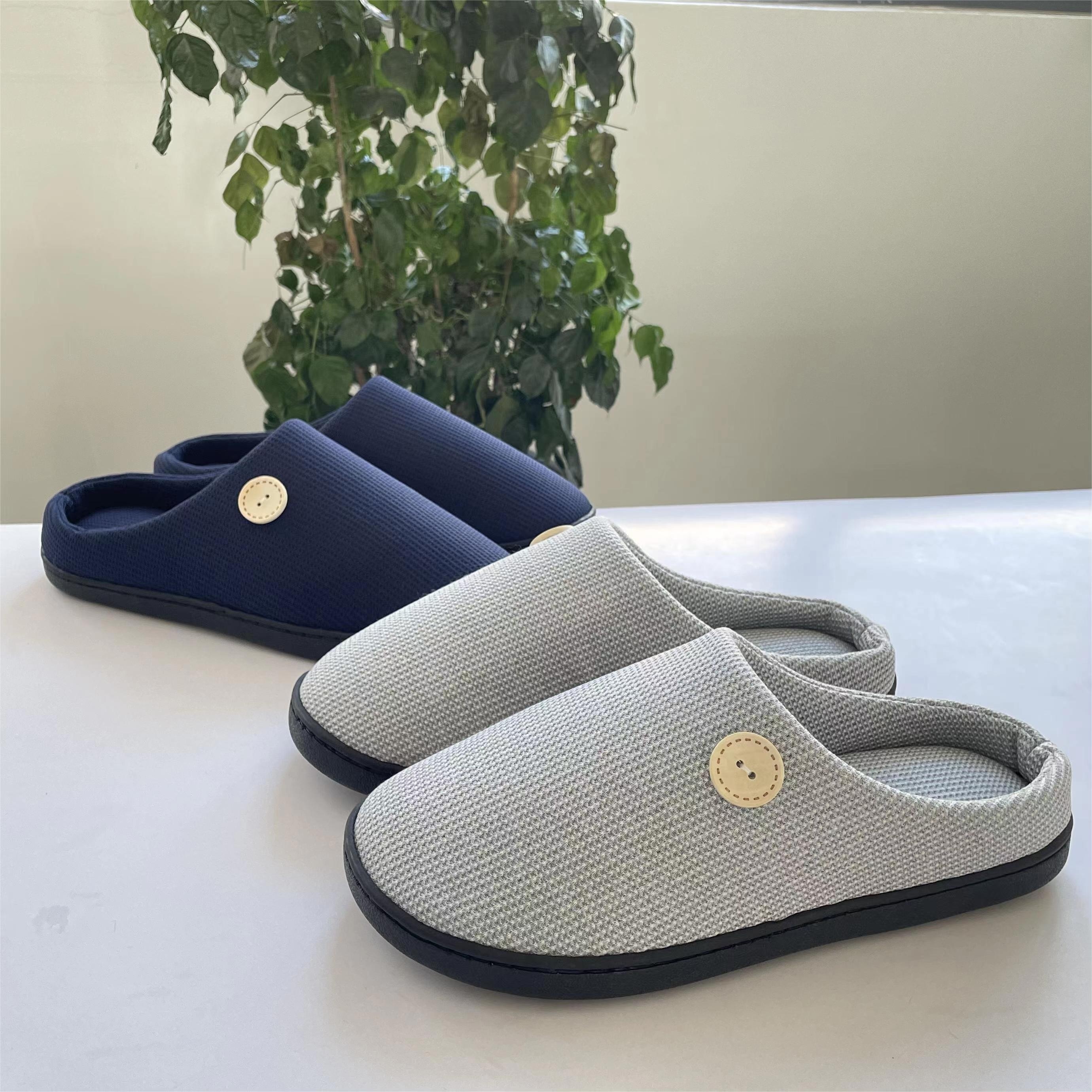 mens light blue slippers non slip thick sole indoor house shoes
