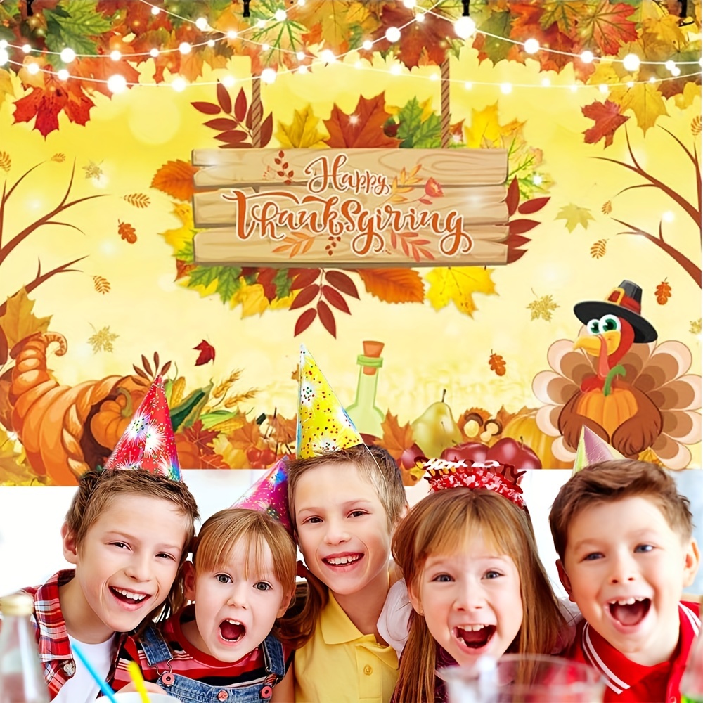 Friendsgiving Backdrop Banner Fall Pumpkin Turkey Thanksgiving Festival  Holiday Photography Background Wall Decoration