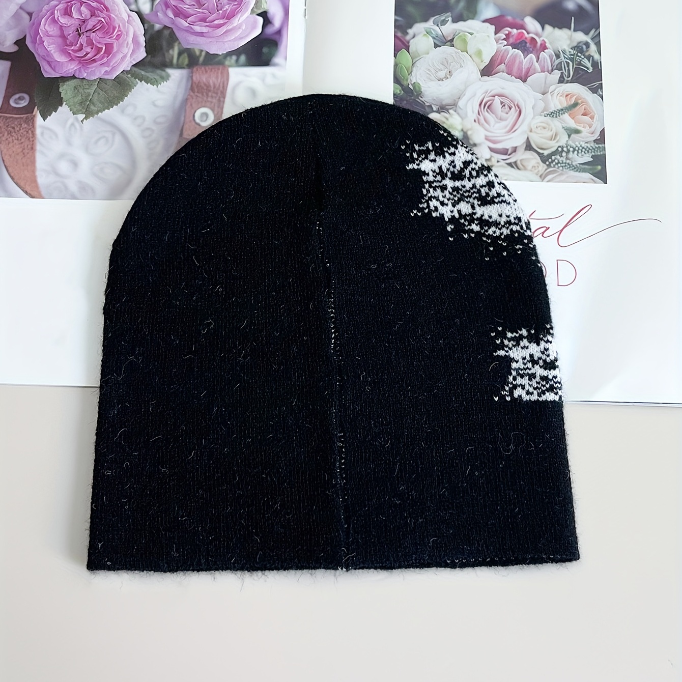 Skull Impact Jacquard Beanie Lightweight Elastic Soft Breathable Knit Hat