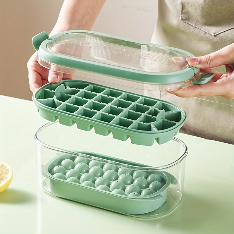 Ice Cube Tray, Round Ice Cube Trays for Freezer with Lid & Bin