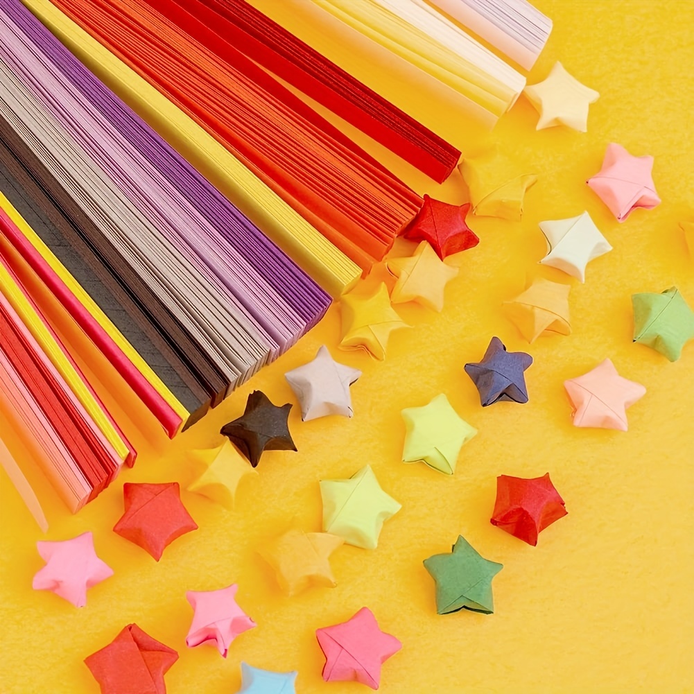 Star Origami Paper Yellow/red/green Solid Color Gradient - Temu