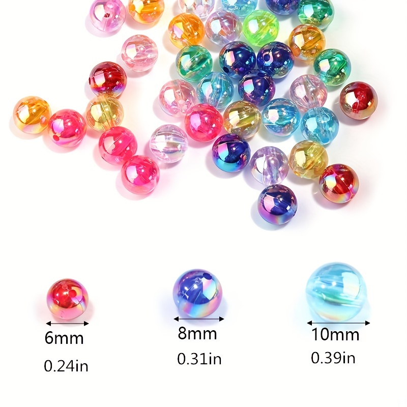100pcs Mixed AB Acrylic Crystal Beads Round Glass Beads Faux Jewelry Making