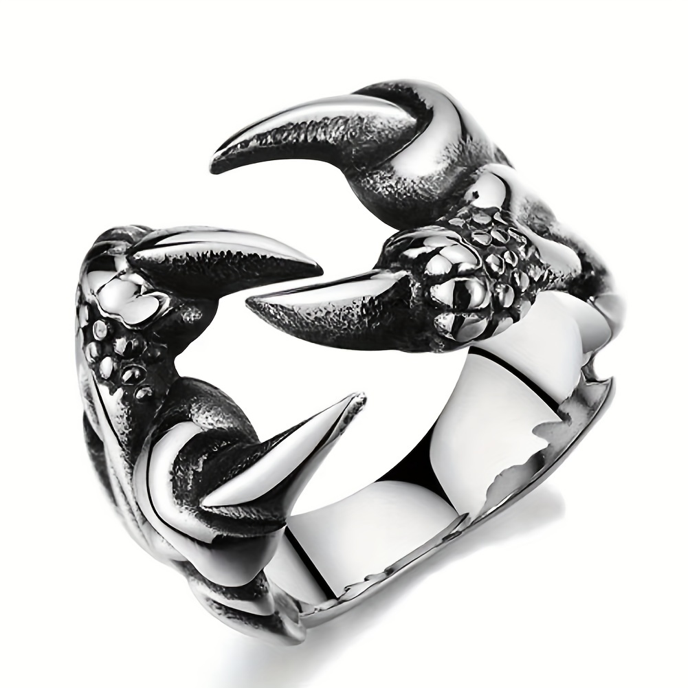 1pc Bague R tro Hommes Style Punk Bague Griffe Dragon Bague Temu