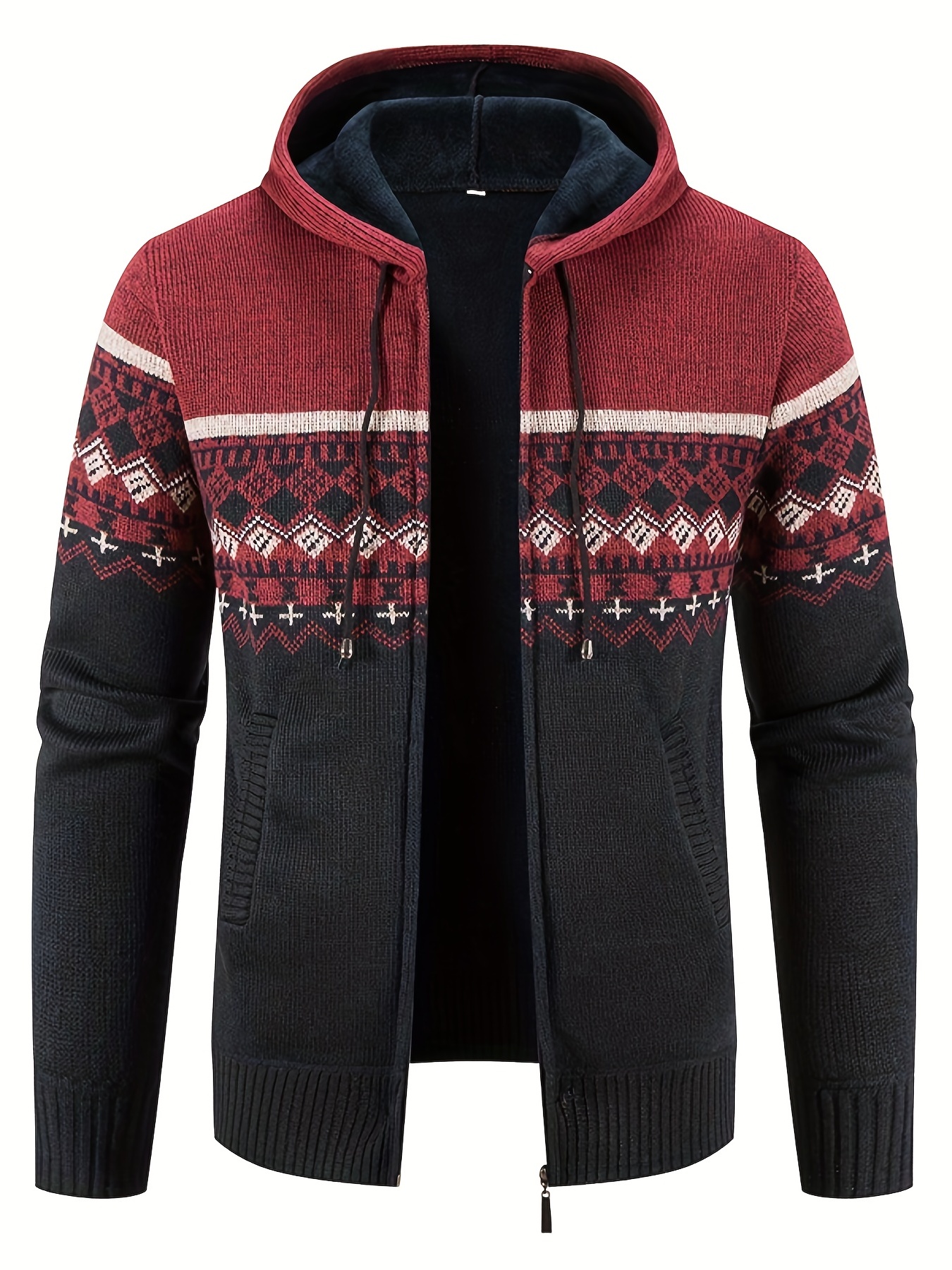 Men's lapel sweater jacket winter knitted color block cardigan jacket  jacket NEW